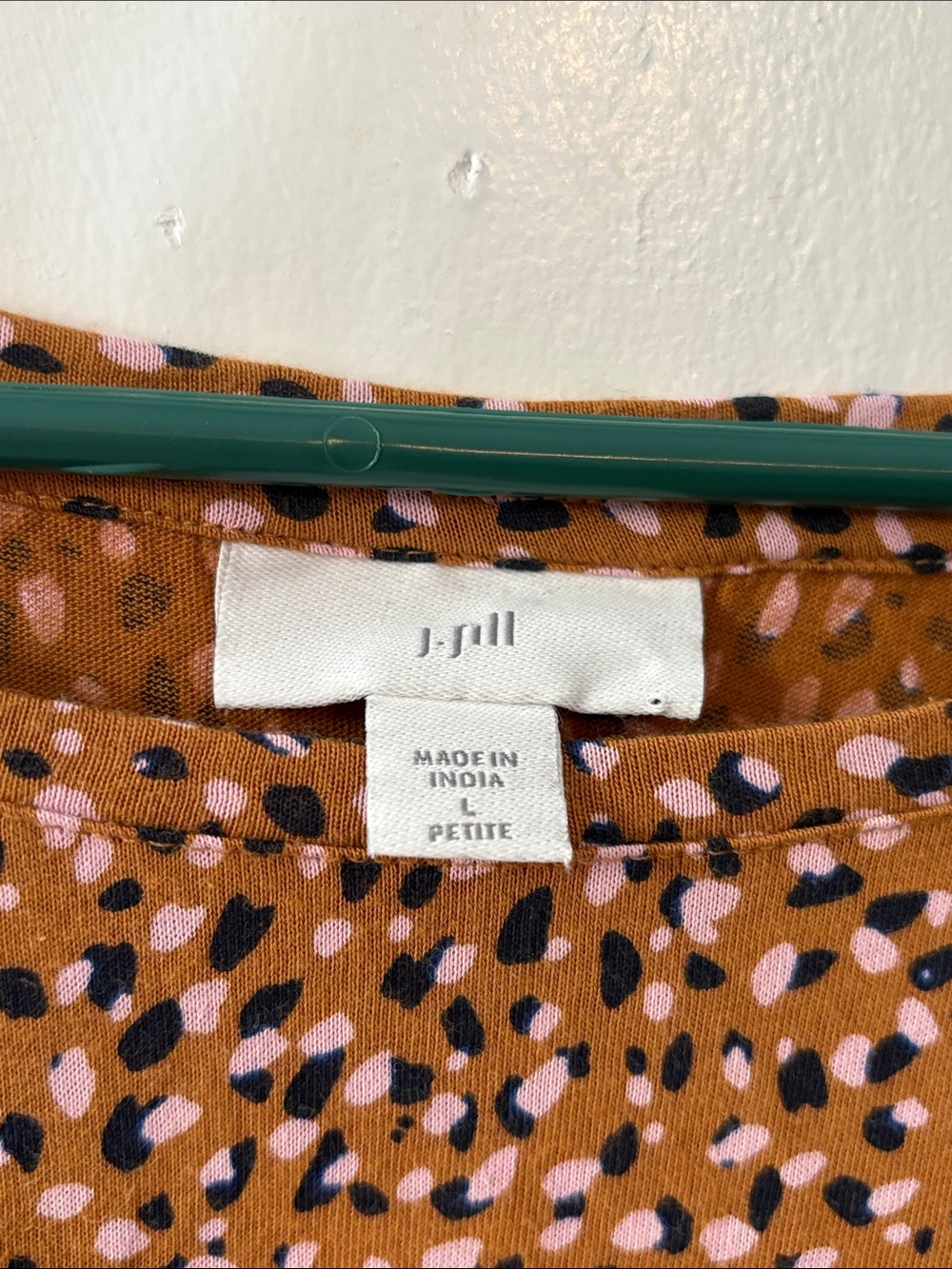 J. Jill Rust Multi-Dot Long Sleeve Boatneck Top Size Large Petite - Picture 2 of 9
